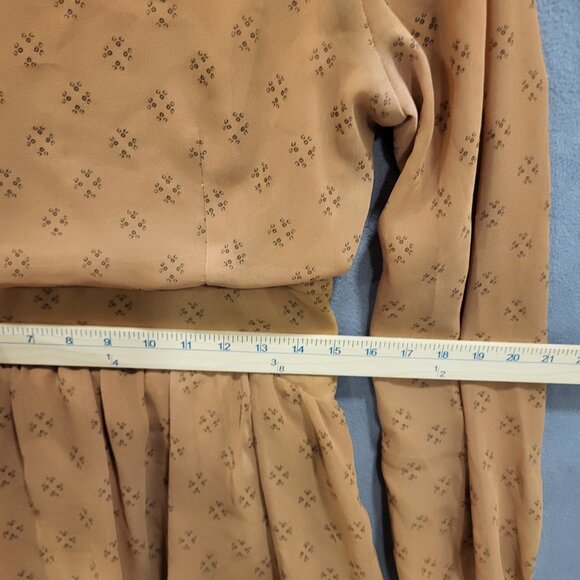 Free People Mini Dress Women's Size Medium Baby Dee Gold Chiffon Boho Hippie‎ - Picture 5 of 6